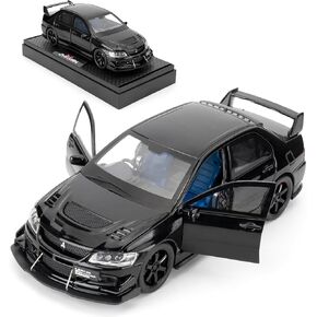 Toy Car Compatible for 1:32 Mitsubishi Lancer Evolution Model Car, Pull Back Diecast Collectible Car with Sounds ＆ Lights for Kids Boys Girls and Adults, Gift Black