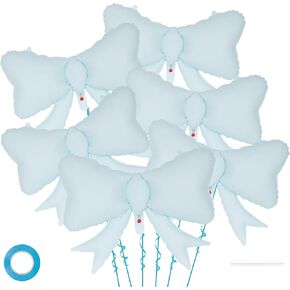 6 Pcs White Bow Balloons for Girls, 35 Inch Bow Foil Balloons,White Bows Gender Reveal Decorations for Birthday Party Wedding Baby Shower Mouse Party Decoration (White)