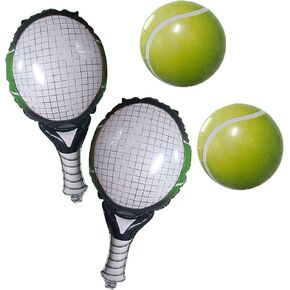 4Pcs Green Tennis Party Balloons Decorations - 4 Foil Mylar Balloons for Men, Women, Kids - Sports Tennis Themed Party Decorations