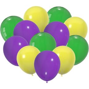 100 PCS 12 بوصة البالونات اللاتكس باللون الأخضر والأرجواني والأصفر ، مثالية لفصل الربيع والصيف والتخرج وعيد الفصح وحفلات الزفاف وحفلات استحمام الطفل.