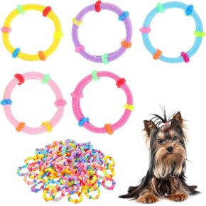 100 Pcs Dog Hair Ties, Colorful Rubber Bands for Hair Dog Hair Clips Elastics Ties Pony Tail Holders Hair Bands Accessories for Small Dogs Grooming Top Knots Girls Ponytail Holders