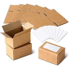 80 Sets Mini DIY Shipping Boxes with Shipping Labels Miniature Brown Corrugated Cardboard 1: 12 Scale Model Dollhouse Box for Present Mailing Packaging Small Business