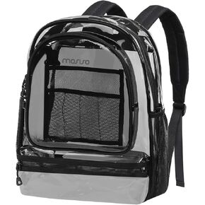 MOSISO 15.6-16 inch Travel Laptop Backpack, Waterproof Stylish Large Capacity Casual Daypack Bag for Business, Fashion TPU Transparent Computer Bag with Reinforced Strap, Black