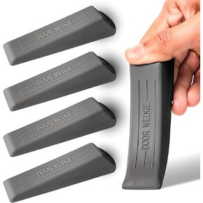 Door Stoppers for Bottom of Door, 5 Pack Heavy Duty Premium Rubber Door Draft Stopper Wedge, Non-Slip Sturdy Stackable Door Stop for Carpets, Tiles, Concrete, Wood Floors, Commercial & Home Use (Grey)