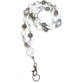 Hidden Hollow Beads Chunky Women's Beaded Lanyard, 34" Made in USA, ID Card Badge Holder Teacher Nurse Keys Keychain Cruise