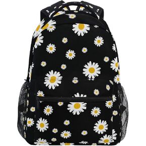 Qilmy Daisy Floral Laptop Backpack Waterproof College Students Bookbags Middle School Bookbag Computer Daypack for Teen Boys Girls