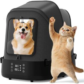 Automatic Pet Dryer Box, 60L Foldable Cat Dryer, 360°Quiet Airflow Dog Dryer, Smart Temperature/Time Control Grooming Hair Blower for Cats & Small Dogs