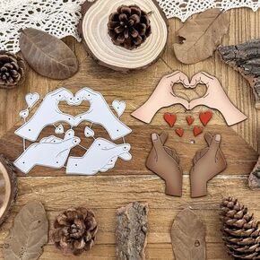 Valentines Day Love Hand Gesture Metal Die Cuts for Card Making,Heart Love Card Cutting Dies Cut Stencils DIY Scrapbooking Album Decorative Embossing Paper Card Embossing Craft