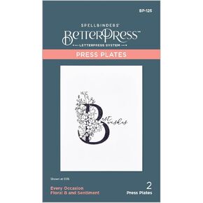 Spellbinders Every Occasion Floral B and Sentiment Press Plate, Metal