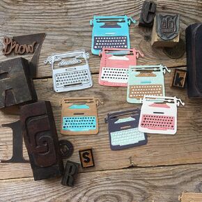 Vintage Typewriter Metal Cutting Dies Typewriter Die Cuts for Card Making Stencil Embossing Tool Scrapbooking DIY Etched Craft Dies
