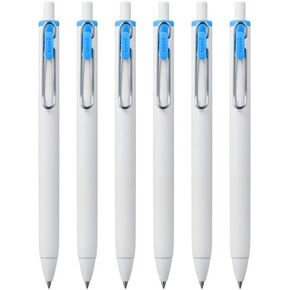 Uniball One Retractable Gel Pens, 0.7mm Medium Point, Light Blue Ink, 6 Count