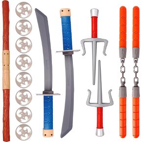 15PCS Ninja Warrior Toy Weapons Role Play Set for Children Pretend Play Battles Dress up Party Photo Booth Props