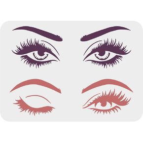 FINGERINSPIRE Eye Stencils for Painting 11.7x8.3 inch Large Beautiful Eyes Stencils Two Pairs of Eyes and Eyebrows, Reusable Women Eye Pattern Drawing Stencil DIY Art Decor for Wood Signs, Canvas