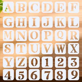cobee 36 Pcs Large Alphabet Stencils Number Stencils, Letter Stencils 2 Inch, Spray Paint Stencil Reusable Drawing Crafts for Wood, Wall, Fabric, Rock, Chalkboard, Signage and DIY Art Projects