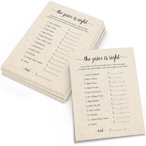 321Done Baby Predictions and Advice Cards, Made in USA - 4x6 Tan, Fun Minimalist Baby Shower Games & Activity, Unique Gender Reveal Game - Set of 50