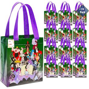 Disney Villains Party Favor Bags Set – 24 Pack Disney Villains Party Goodie Bags for Kids Bulk Reusable Totes (Disney Villains Birthday Party Supplies)