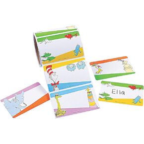 Fun Express Dr. Seuss Character Name Tag Labels - 1 Roll with 100 Labels - Classroom School Supplies