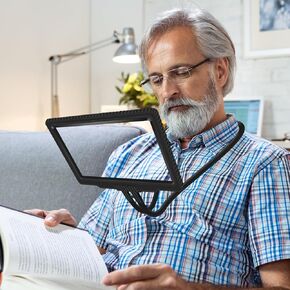 5X Hands Free Magnifying Glass for Reading,Flexible Gooseneck Full Page Magnifier,Large Reading Magnifier for Neck Wear Repair Sewing Low Vision Elderly