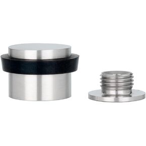 EVI Door Stops | Black Lacquered Stainless Steel Door Stop - Screw and Adhesive Fastening - Rubber Protector - 0.94 x 0.83 Inch Door Stop