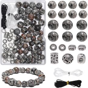 50PCS Vintage Natural Flame Yooperlite Stone Beads Round Energy Power Stone Beads for Jewelry Making DIY Bracelet Necklace