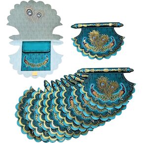Shagun Envelopes (Pack of 10) Pankha Fan Shaped 2-fold Fancy Designer Set Money Cash Gift Envelope for Indian Wedding/Engagement/Diwali/Birthday/Anniversary (Red)