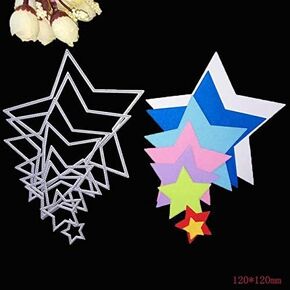DTTblue Nesting Die Scalloped Scallop Stitched Rectangle Oval Star Square Tag Lable Circle Frame Metal Cutting Dies for Christmas Card - Star