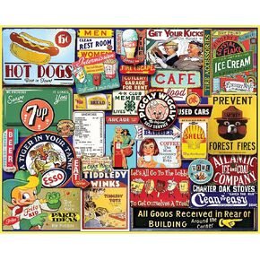 White Mountain Signs from The Past Puzzle 1000 Piece Vintage Collage Jigsaw Puzzles for Adults
