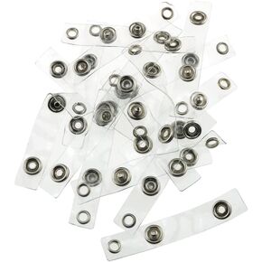 50pcs Clear ID Badge Holder Plastic Badge Strap with Snap and Eyelet Vinyl Badge Clip Transparent Identification Card Holder Name Card Cord