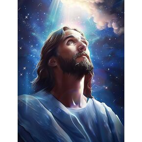 LXTONG Jesus Diamond Art Painting Kits,Jesus Praying Diamond Painting for Beginners,Diamond Dots Gem Art, Sun Jesus Crystal Rhinestones Cross Stitch Arts Home Wall Decor (12 X 16 Inches)