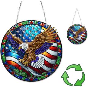 NQRSBUI DIY Hanging Diamond Art Pendant Painting Kit Eagle, Double Sided Acrylic Diamonds Painting Pendant Kit for Adults，Special Crystal Gem Craft Painting Kit for Christmas Home Wall Decor (Eagle)
