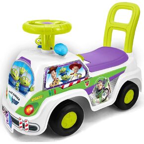 Kiddieland: Adventure Ride-On-Buzz Lightyear-Vace Space Light & Sound Foot to Aloor ، لوحة معلومات تفاعلية ، مقبض الدفع ، الأطفال الصغار 12mo+