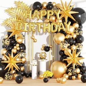 160pcs البالونات السوداء والذهبية Garland Garland Arch Kit 5/10/12/18 Balloon Arch Kit Treague New Year Anniversary Party Decorities ، Women Baloons القابلة لإعادة الاستخدام ، ومرسمة عيد ميلاد للرجال لوازم حفلة