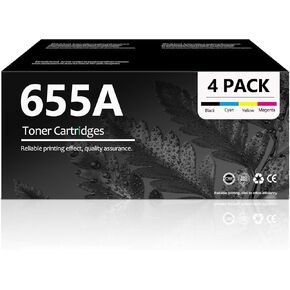 655A Toner Cartridges 4 Pack Replacement for HP 655A Toner Cartridges Works with Color Enterprise M652 M653 MFP M681 M682 Series | Black Cyan Magenta Yellow