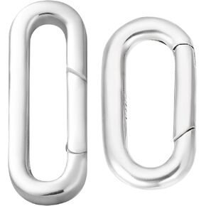 SUNNYCLUE 1 Box S925 Sterling Silver Oval Clasp Spring Gate Ring Large White Long Necklace Linking Snap Shortener Metal Enhancer Carabiner for Jewelry Making Diy Bracelet Handmade Findings Women Adult