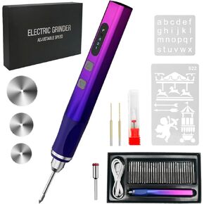 Hsoigc Engraving Pen, 3-Speed & Reversible Rotary Cordless Engraver with 37 Bits, 2 Stencils, USB Rechargeable, for Precise Carving on Jewelry, Stone, Wood, Glass, Metal & Plastic
