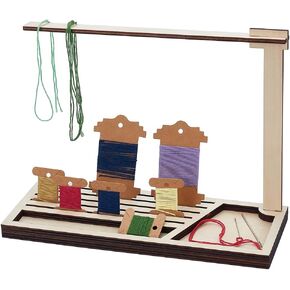PH PANDAHALL WOODEN BOBBIN RACK لتطريز خيط ، 5 فتحات منظم خيط الخشب خيط كبار الحرف للحرف اليدوية خياطة التطريز ، 11.4 × 4.3 × 8.5 بوصة