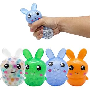 Easter Basket Stuffers,4 Pack Squishy Easter Bunny Stress Balls for Kids Adults Teens Girls,Easter Fidget Toys for Kids Girls Boys, Easter Party Favor Gifts for Children (4pcs), Small