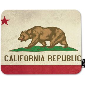 Mugod Flag Mouse Pad Bear Grunge California Republic State Flag of America Isolated on White Background Decor Gaming Mouse Pad Rectangle Non-Slip Rubber Mousepad for Computers Laptop 7.9x9.5 Inches