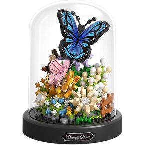 Flower Bouquet Butterfly Building Set, 530 PCS Mini Animals Bee & Sunflowers, Butterfly & Rose Botanical Stacking Building Blocks, Plant Bonsai Tree Ideal Gift Home Decor Building Block