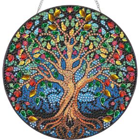 SKRYUIE Hanging Diamond Art Kits for Adults Pendant Tree, Special Shaped Crystal DIY Diamond Painting Kit, Acrylic Board Wreath Pendants Double Sided, Home Decor 7.64 x 7.64 Inch x16
