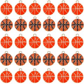 30PCS Sports Charms for Jewelry Making Baseball Basketball Pendant Charms for Necklace Bracelet Earrings Making Game Day Jewelry Charms Bulk DIY Crafts