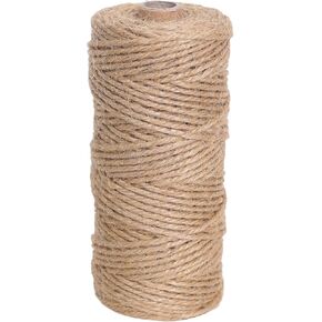 Natural Jute Twine 328ft 3mm,3Ply Twisted Thick Twine Rope Strong Jute String Roll for Crafts Gift Wrapping Gardening Home Decor Bundling Cat Scratching Post