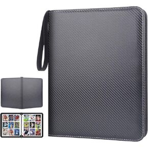 Premium Zip Card Binder - 900 Pocket, PU Cover Collection Binder for MTG, TCG, Baseball & Sports Cards (Striped Black)