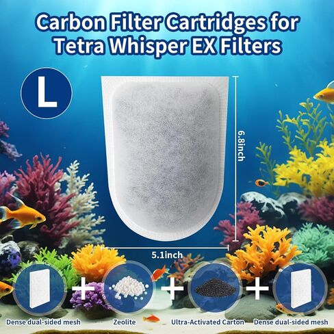 10Pack Tetra Carbon Filters for Aquariums ، يناسب مرشحات Whisper Ex ، متوافقة مع مرشحات Whisper EX30/EX45/EX70 ، خراطيش مرشح الكربون الكبيرة ل tetra in Saudi Arabia
