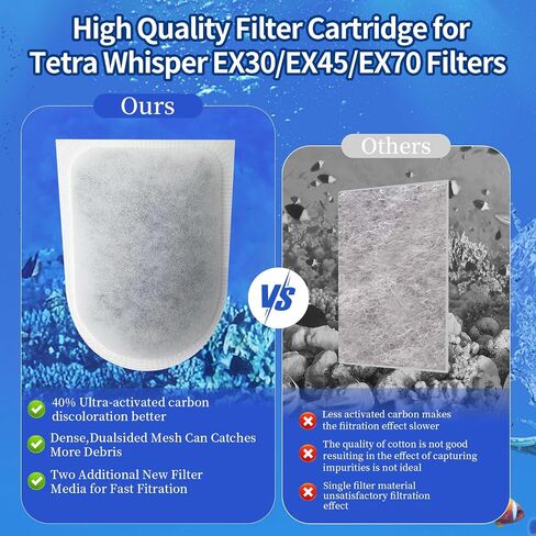10Pack Tetra Carbon Filters for Aquariums ، يناسب مرشحات Whisper Ex ، متوافقة مع مرشحات Whisper EX30/EX45/EX70 ، خراطيش مرشح الكربون الكبيرة ل tetra in Saudi Arabia