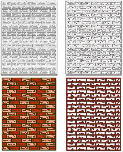 BENECREAT 2 Pcs Wall Background Carbon Steel Die Cuts, 5.3x4 Inch Brick Wall Cutting Dies, Metal Embossing Stencils for Scrapbooking Art Album Decorations Crafts DIY, 0.8mm Thick in Kuwait