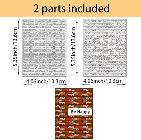 BENECREAT 2 Pcs Wall Background Carbon Steel Die Cuts, 5.3x4 Inch Brick Wall Cutting Dies, Metal Embossing Stencils for Scrapbooking Art Album Decorations Crafts DIY, 0.8mm Thick in Kuwait