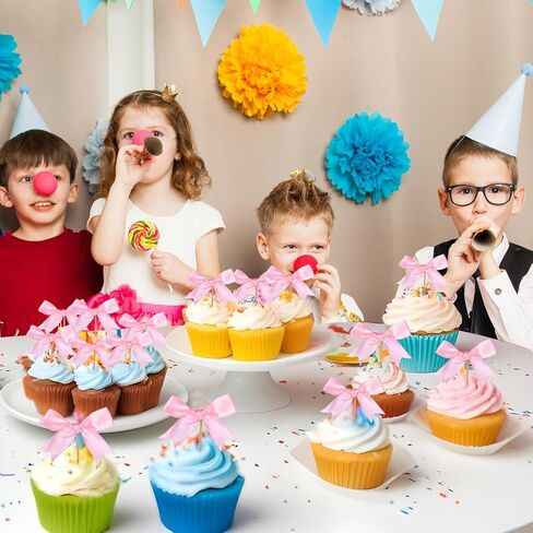 12pcs القوس الكب كيك القبعات - القبعات القوس الوردي القبعات ، القوس الكعكة أعلى ، قبعات الكب كيك الوردي ، كعكة القوس الوردي ، ديكورات كعكة القوس ، ديكورات عيد ميلاد القوس ، ديكورات الحفلات القوس ، القوس الوردي الولادة in Kuwait