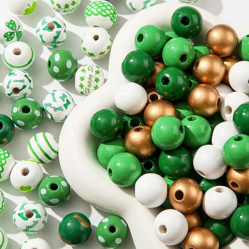 200pcs Easter Wooden Beads Egg Bunny Wooden Beads Spring Color Beads for DIY Crafts Garland Home Party Decor Ornaments (Colorful) in Saudi Arabia