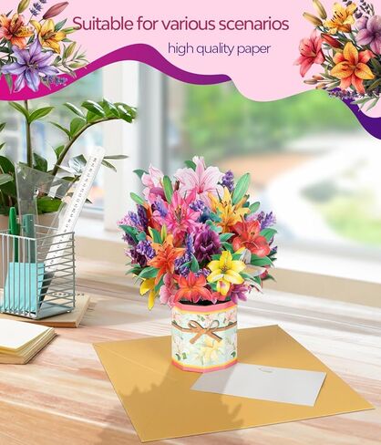 3D Pop Up Card with Sunflower Bouquet Elegant Flower Greeting for Mother’s Day Birthday Retirement Sympathy Easter Get Well Anniversary Graduation Thinking of You Thank You– Includes Envelopes & Note Card in Kuwait